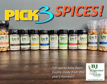 Fresh Garlic Spices Set - Pick 3, Handmade Herb Blends (3.5 oz)