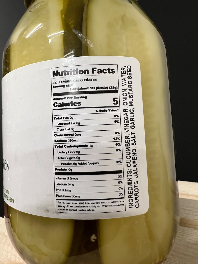 Farmhouse Pickles 32 Ounce Large Jar BJ Gourmet Garlic Farm | Homemade ...