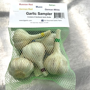 PRE-SALE 2025 Garlic Bulbs Sampler German White - Russian Red - Spanish Roja - Music - Italian Red Certified Naturally Grown Organic