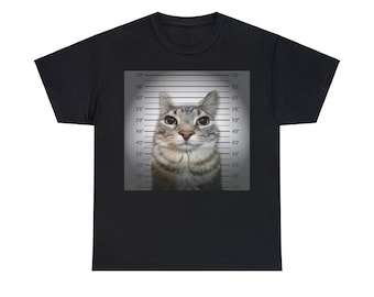 Kriminelle Katze Unisex schweres Baumwoll-T-Shirt
