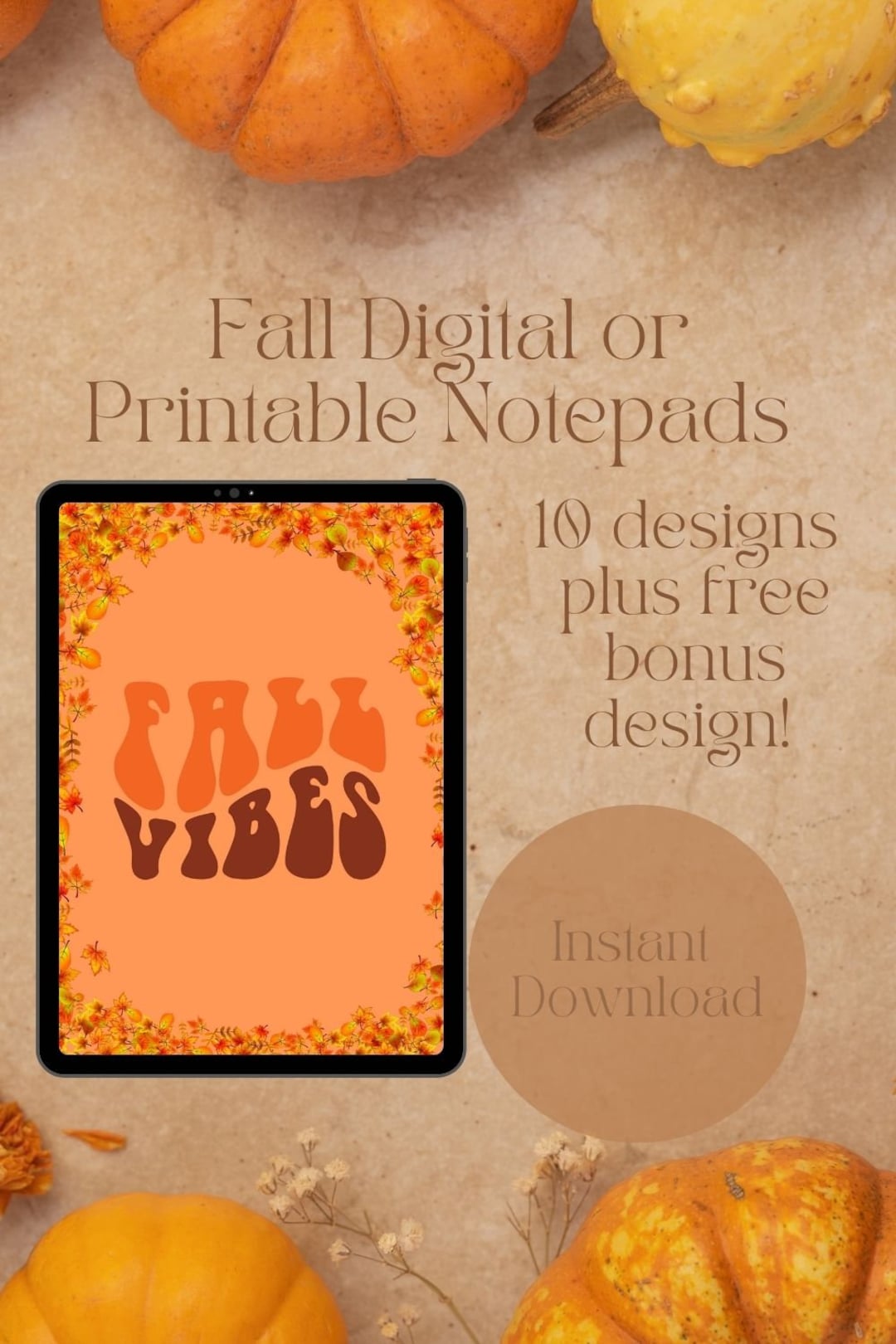 Fall Notepad, Digital Notepad, Printable Notepad, Instant Digital