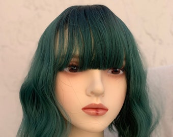 Deep Green Short Wavy Wig with Barbie Wig| Party Wig