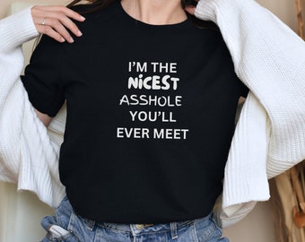 Im the nicest ahole T-Shirt, Funny Humor Tee, laughing tees, Funny Quotes, Hilarious Sayings, meme shirt, sarcastic tshirt, funny t shirt