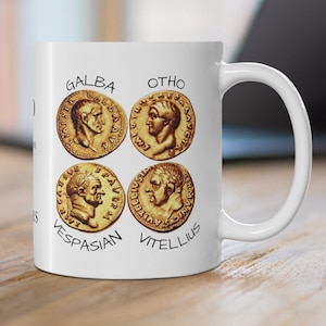 Year of the Four Emperors Mug | Historical Ceramic Cup for Roman History Enthusiasts