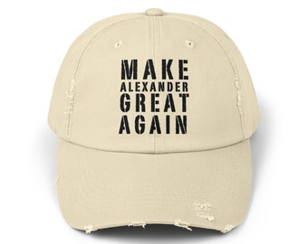 Distressed Baseball Cap: Make Alexander Great Again