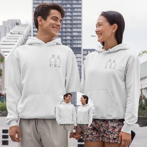 Personalized Couple Hoodies, Custom Portrait from Photo Hoodie, Roman Numeral Hoodies, Valentine's Day Gifts, Gifts for Her, Couple Gifts