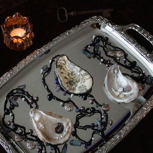 Siren of the Deep Oyster Shell Necklace Pattern | Crochet Jewelry DIY Pattern + Oyster Craft Tutorials (PDF Download)