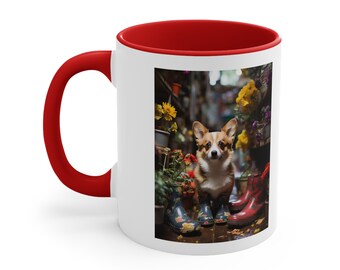 Corgi Coffee Mug, Dog Mug , Dog Coffee Cup, Ceramic Dog Mug, Dog Dad Gift , Dog Lover Gift, Dog Mom Gift, Two Tone Coffee Mug, Best Dog Gift