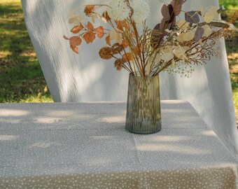 Double Gauze Muslin 100% Cotton Baby Crinkly Plain Lightweight Fabric Musselin Stoff White Dot by meter yard Latte Beige