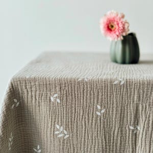 Double Gauze Leaves Rustic Check Muslin 100% Cotton Baby Crinkly Plain Lightweight Fabric Musselin Stoff pastel neutral colour by meter yard