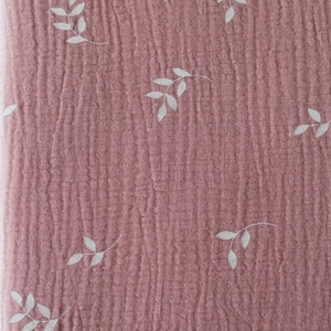 Double Gauze Leaves Rustic Check Muslin 100% Cotton Baby Crinkly Plain Lightweight Fabric Musselin Stoff pastel neutral colour by meter yard