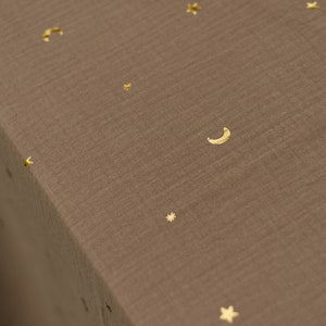 Decoration Fabric Celebrations Festive Gold Double Gauze Muslin 100% Cotton Crinkly Lightweight Fabric Musselin Stoff Moon Stars ramadan image 9