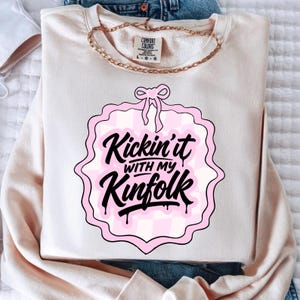 3 Family Reunion SVG Bundle, Kickin It With My Kinfolk PNG, Reunion Shirt Design, Checkered Coquette Bow, Trendy Digital Download