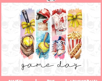 Softball Game Day Coquette PNG: Brushstroke Bow Design (Digital Download)