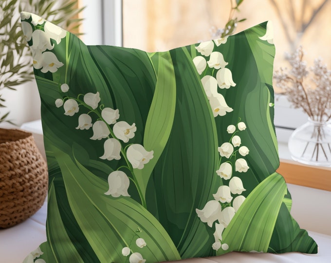 Lily of the Valley Pillow - Boho Gift - Floral Decorative Throw - Cottagecore Home Decor Gift - INSERT INCLUDED