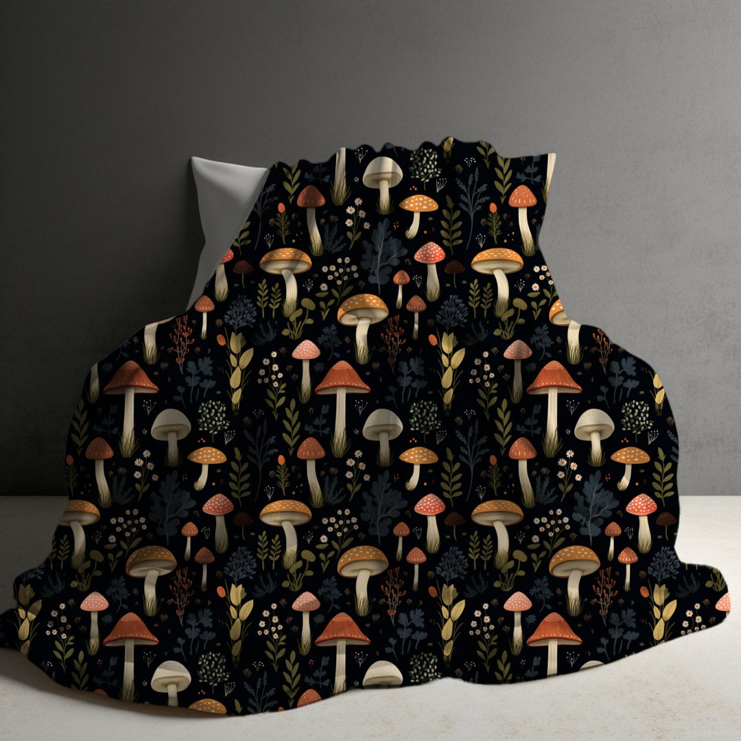 Mushroom Blanket, Cottagecore Mushroom Blanket, Mushroom Gift