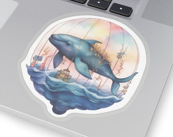 Whale Sticker Vinyl - Cottagecore Fairycore - Desktop Laptop Journal Sticker