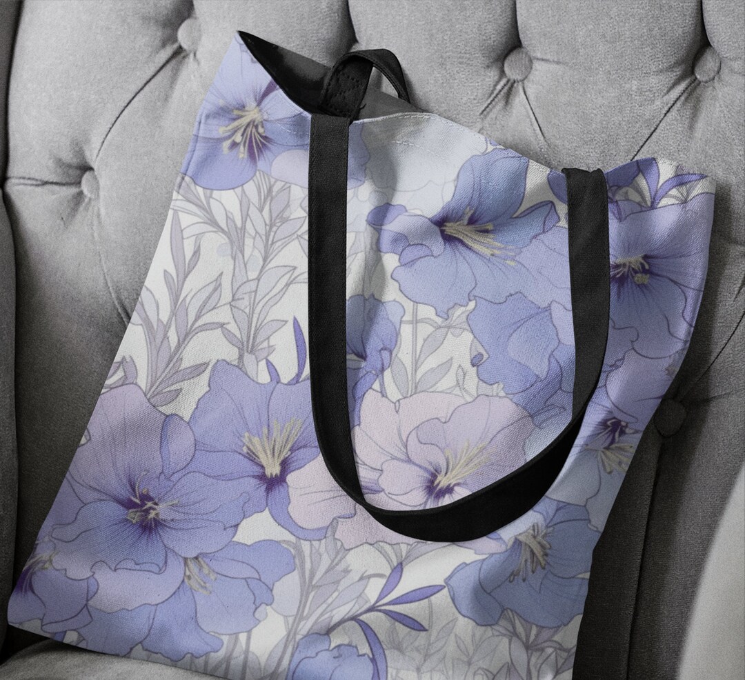 Larkspur Tote Bag Cottagecore Reusable Grocery Bags Floral - Etsy