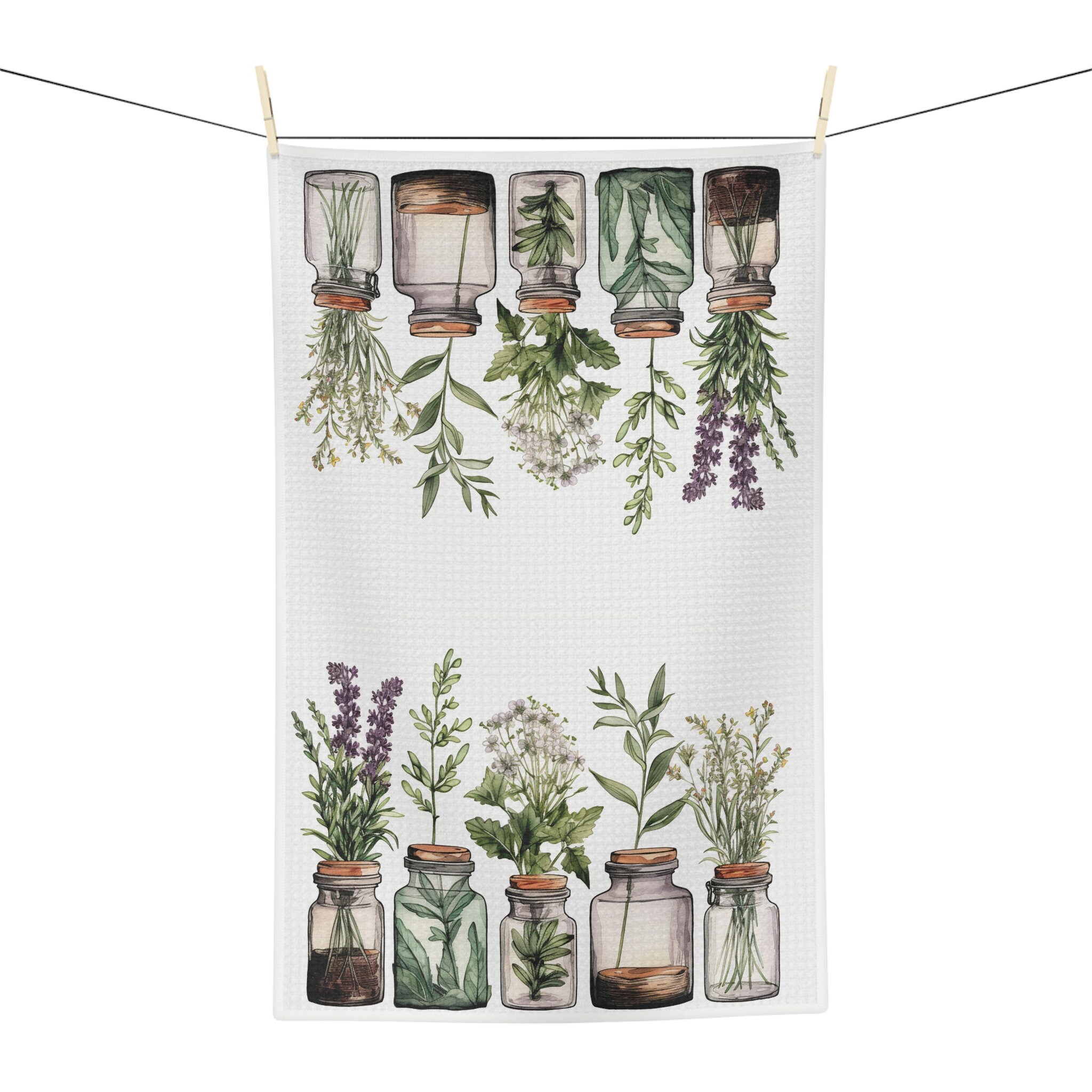 Herbal Elegance Cottagecore Tea Towels Farmhouse Kitchen Towels ...