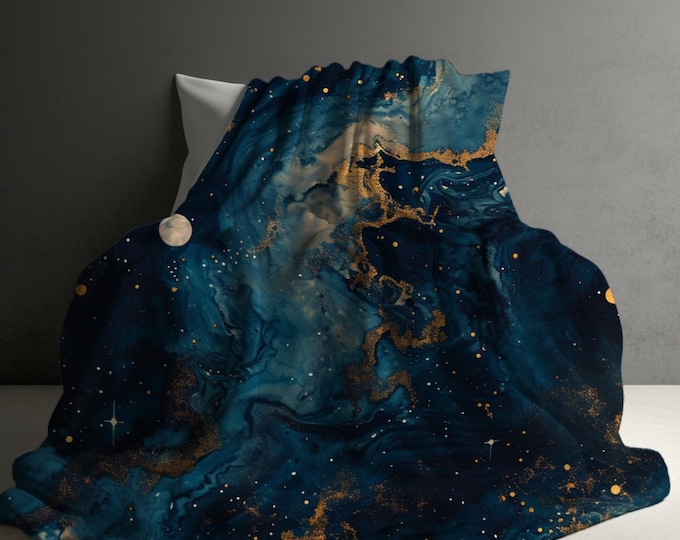 Fantastical Celestial Blanket - Fantasy Galaxy Blanket - Cozy Velveteen Throw - Space Blanket Gift