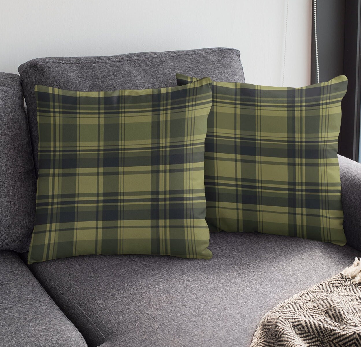 Green Plaid Pillow Etsy Singapore