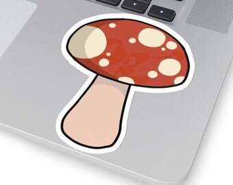 Red Mushroom Vinyl Sticker - Dark Cottagecore - Water Bottle Laptop Luggage Sticker