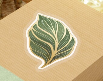 Sticker vinyle doré Pothos - plante d'intérieur cottagecore - Sticker pour ordinateur portable de bureau