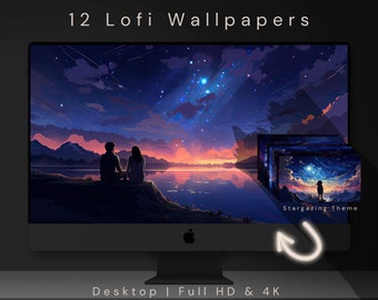 12 Lofi Stargazing Backgrounds, Virtual Vtuber Backgrounds For Twitch, Beautiful Desktop Wallpapers, Stars Overlays For Streamers And Gamers