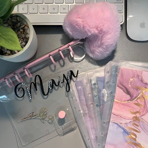 Personalized A6 Budget Binder: Rhinestone Name, Cash Envelopes & Tracker Sheets