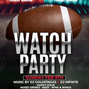 Editable Canva Motion Watch Party Club Flyer editable football   watch party invitation, game time football party card invite