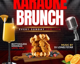 Editable Motion/Animated Karaoke Brunch flyer Canva Template