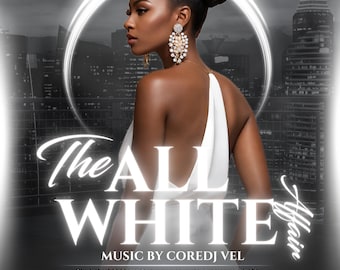 Editable Canva Motion Club Flyer Template All White Party