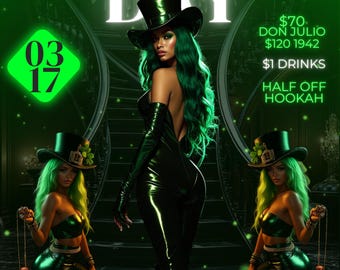 St. Patrick's Day Baddies Club Flyer: Animated Canva Template