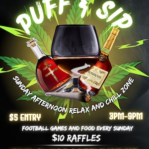 Editable Motion/Animated Weed Party 420 Club flyer Canva Template Puff and sip