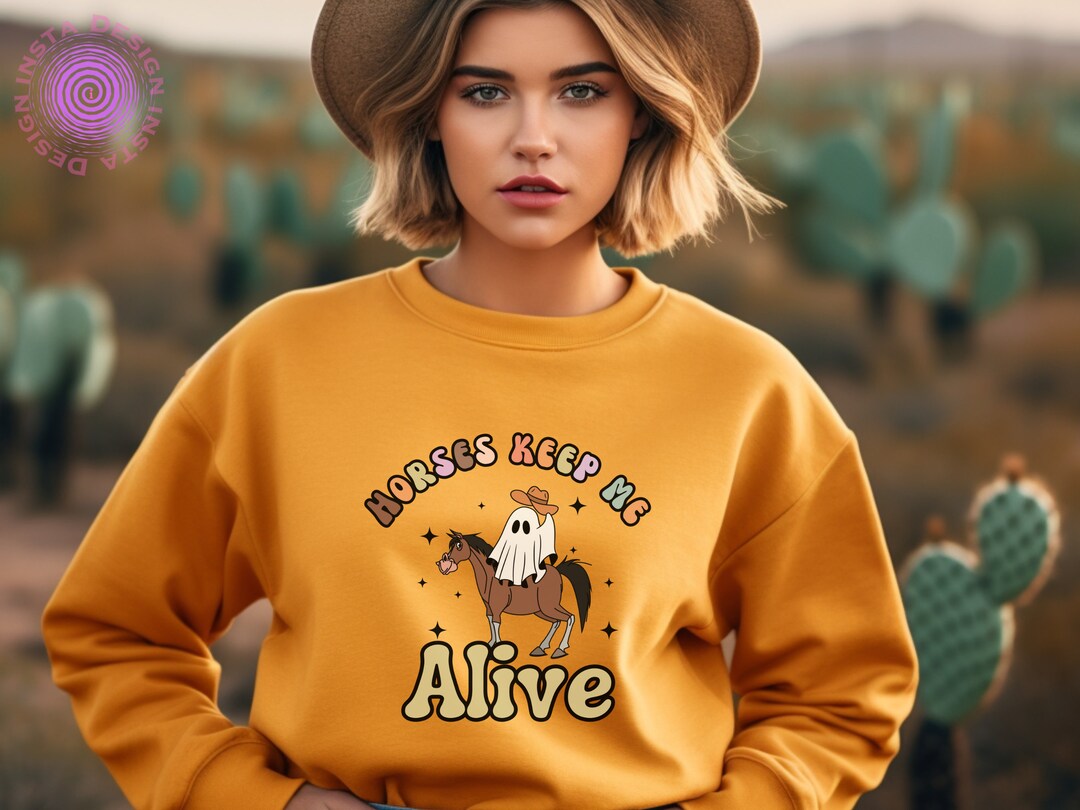 Horses Keep Me Alive Sweatshirt Funny Farm Owner Crewneck Spooky Farm