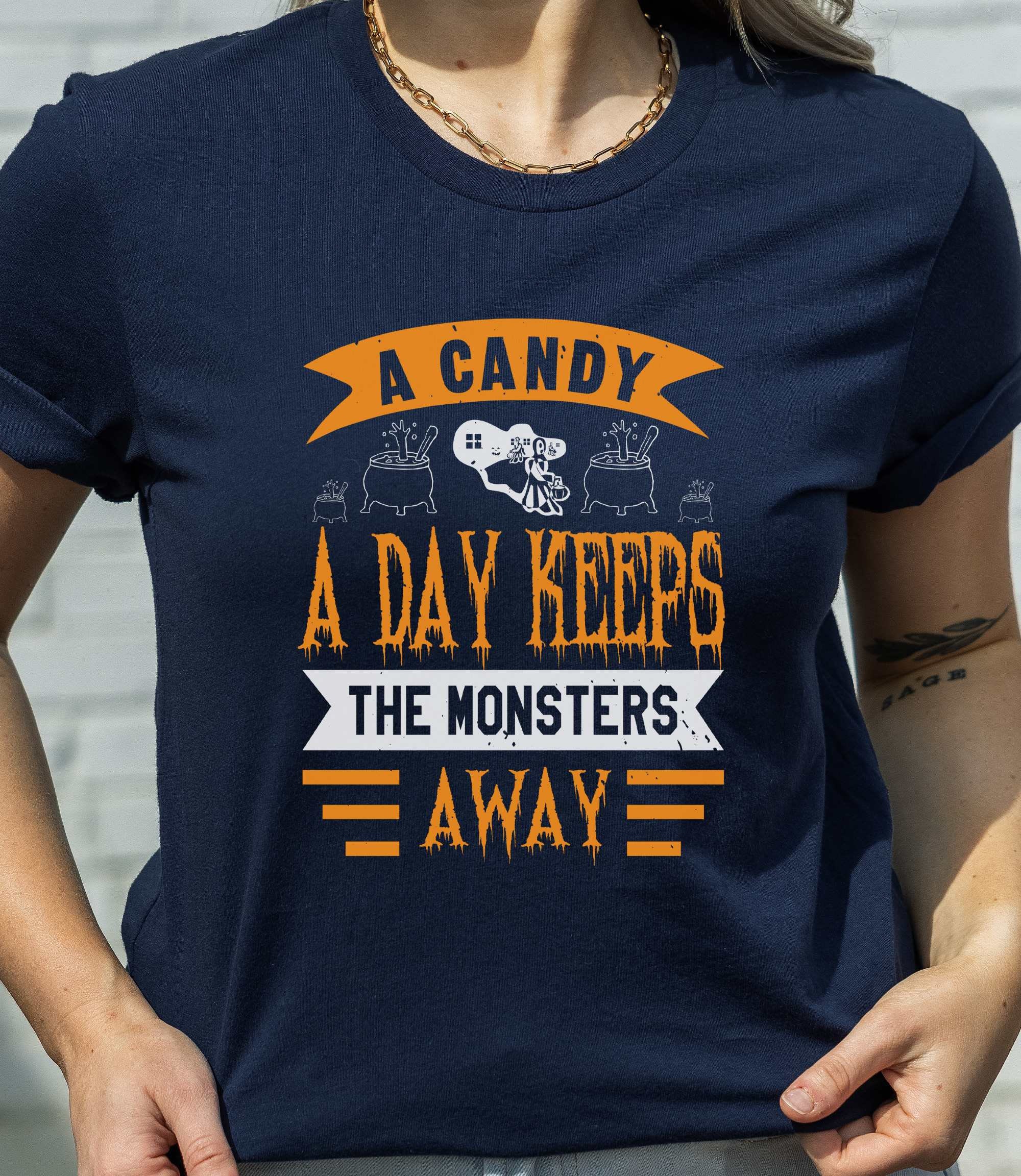 Candy Monster Halloween Funny Candy Monster Pumpkin Face T Shirt