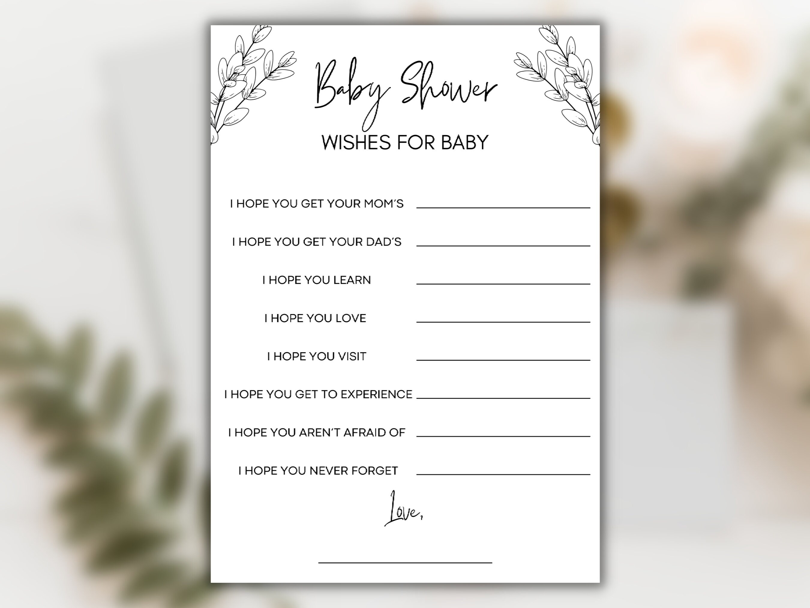 Wishes For Baby - Baby Shower Activity (teacher made)
