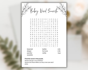 Word Search Baby Shower Game | Editable Baby Shower Games | Baby Shower Game Template | Baby Template | Gender Neutral | Customized