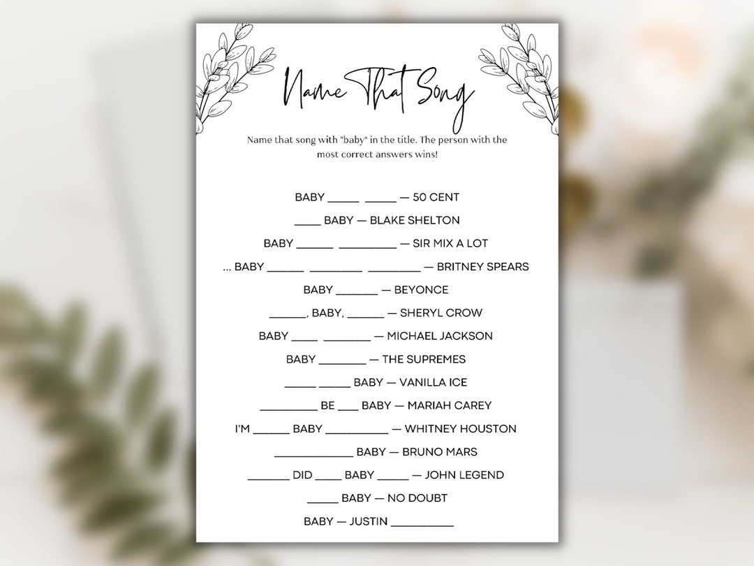 Name That Song Baby Shower Game | Editable Baby Shower Games | Baby ...