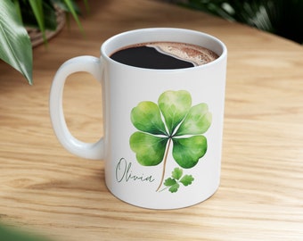 Shamrock Mug, Shamrock Gifts, Four Leaf Clover, 4 leaf clover, St. Patrick's Day, Irish, Personalized, Custom, Gift, Coffee Cup, Lucky Day