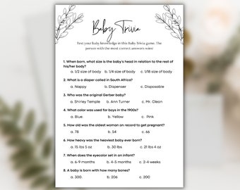 Juego de trivia de baby shower / Juegos de baby shower editables / Plantilla de trivia de baby shower / Plantilla de juego de trivia / Plantilla de bebé / Juegos personalizados