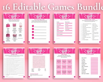 Editable Pink Baby Shower Games with Answer Keys | Come on Baby |Baby Girl | Pink and White Baby Shower | Pink Party Games | Pink Games