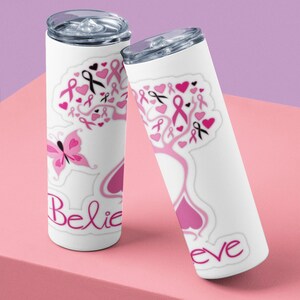 Breast Cancer Awareness Digital PNG Sublimation File for 20oz Tumbler - Spread Hope and Courage
