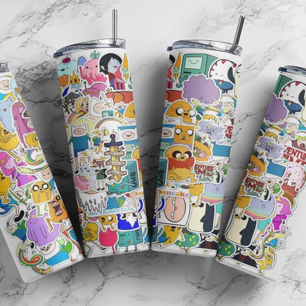 Adventure Time Sticker PNG for Sublimation on 20oz tumbler