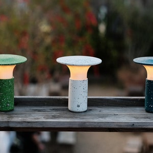 Handcrafted Jesmonite Table Lamp - Wireless Lamp - Garden Lamp - Dimmable LED light - Lamp for indoors and outdoors - Housewarming Gift image 2