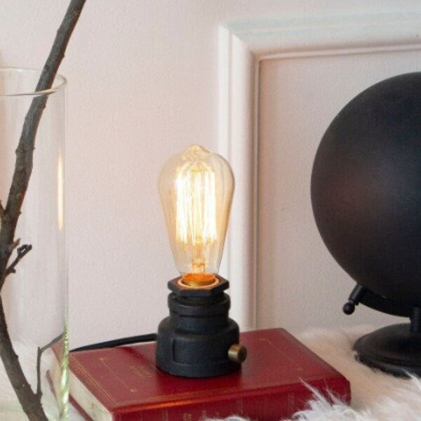 Lampe rustique, petite lampe de bureau, lampe avec variateur, lampe Edison, lampe industrielle, veilleuse, lampe de table de chevet, décoration intérieure, cadeau de pendaison de crémaillère