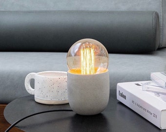 Beton Tischlampe, Beton Dekor, kleine Tischlampe, Edison Lampe, Nachttischlampe, Wohnkultur, minimalistisches Design, Einweihungsgeschenk