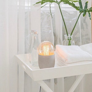 Concrete Table Lamp, Concrete Decor, Small Table Lamp, Edison Lamp, Bedside Table Lamp, Home Decor, Minimalist Design, Housewarming Gift image 5
