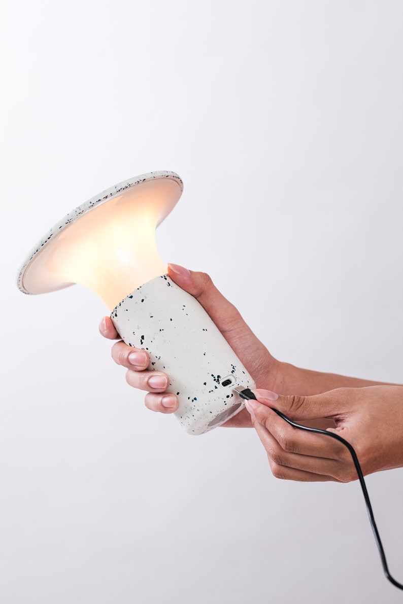 Handcrafted Jesmonite Table Lamp - Wireless Lamp - Garden Lamp - Dimmable LED light - Lamp for indoors and outdoors - Housewarming Gift image 10