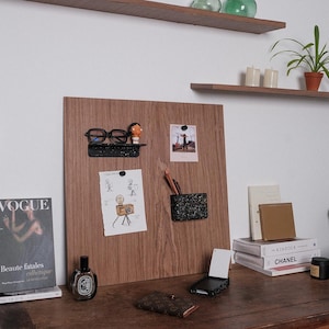 Organizer Da Parete Rustico Con Lavagna - Porta Posta E Chiavi In Legno Di Paulownia - Bianco - Foto 6